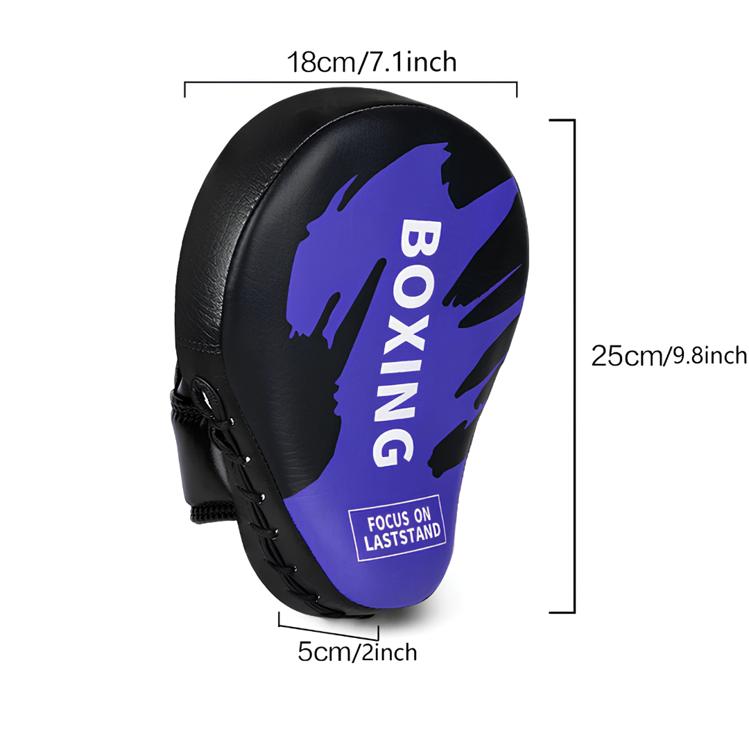 Box-Pratze in Lila mit den Abmessungen 25 cm x 18 cm x 5 cm, ideal für präzises Training und Kampfsportarten.